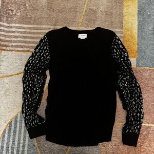 Carmen Black Sweater with Patterned Sleeves